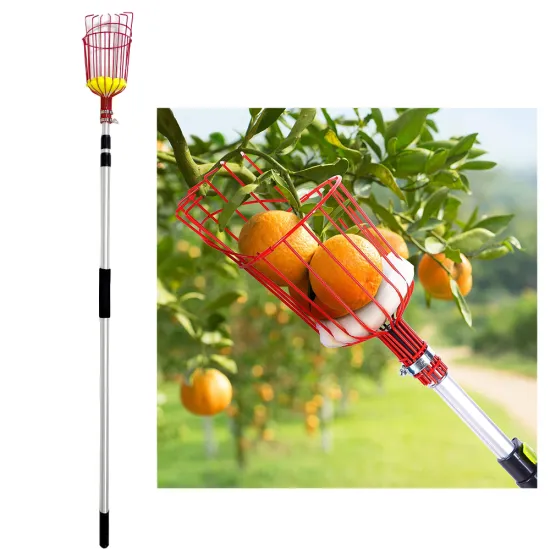 Eco-Friendly Telescopic Fruit Picker with Aluminum Pole and Plastic Basket - OEM Customizable