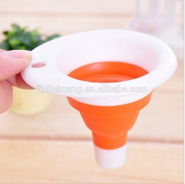 Top quality food grade easy wash flexible foldable silicone funnel silicone strainer
