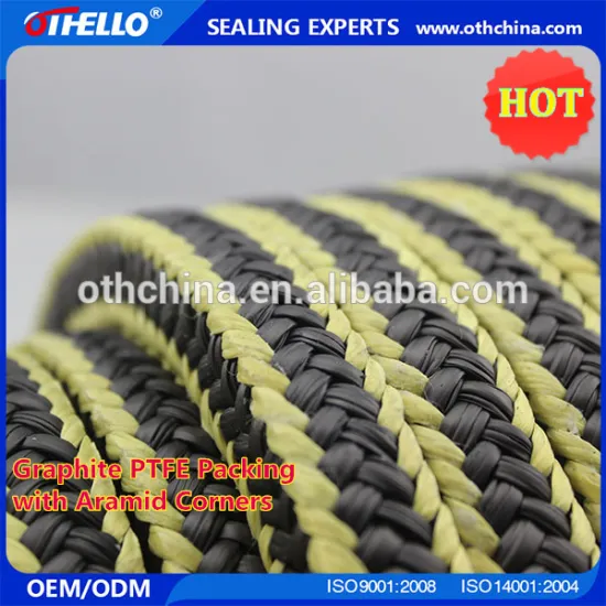 Gland packing /Graphite PTFE Packing with Aramid Corner
