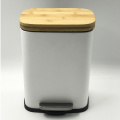 Bamboo Lid Powder Coated Trash Can