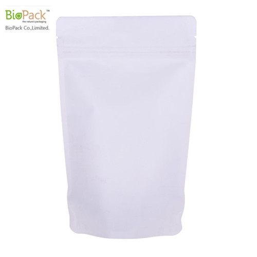 Saco de papel com compostável OEM com compostável Baixa MOQ Kraft com ziplock selvagem e janela transparente