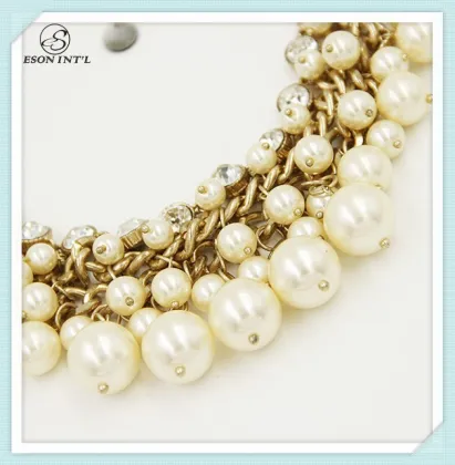 Wholesale Modern Pearl Necklace Design, Charming Rhinestone Pearl Necklace