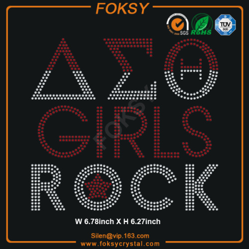 Delta Theta Sigma GIRLS ROCK hot fix rhinestone transfer