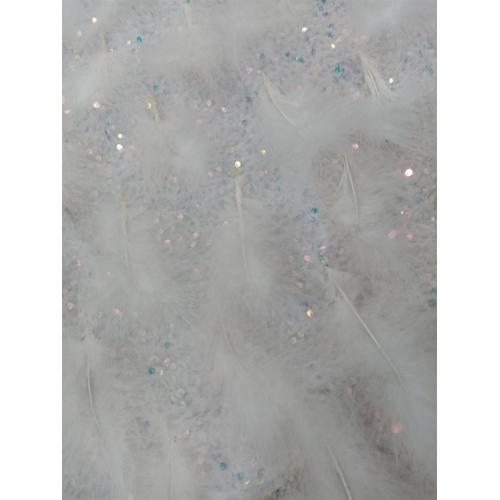 Prom Dress Beading Sequins Detachable Evening WOMEN`S Dress With feather Fabric