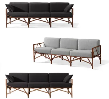 Comfortable Linen Fabric 3 Seater Upholstered Sofa
