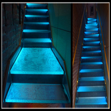 1 1/2" thick crystal casting glass treads staircase