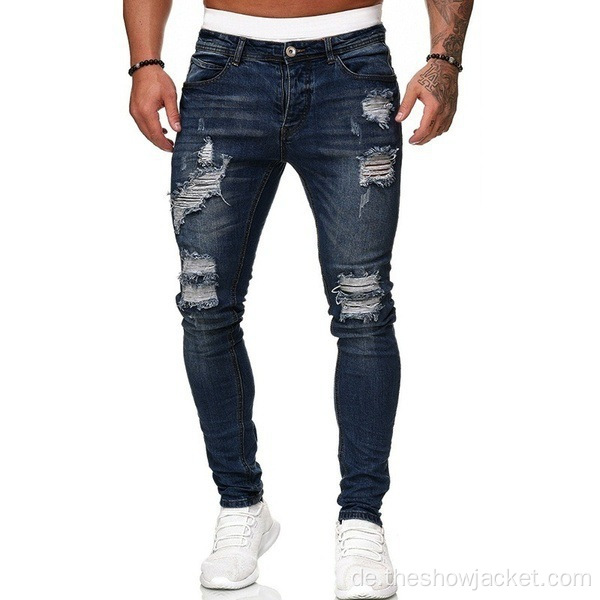 Mode Männer Rip Retro Stretch Jeans Hosen Großhandel