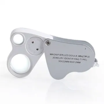 Wholesale 30X-60X Double Lens Magnifying Glass for Jewelry Inspection with LED Light