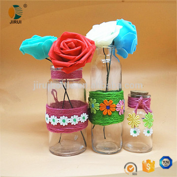 slim tall glass flower bottle with rope decoration wholesale