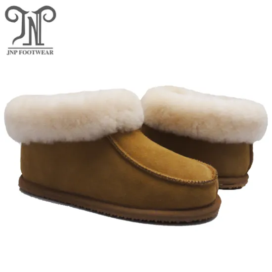 Men soft fur moccasin house indoor sheepskin slippers