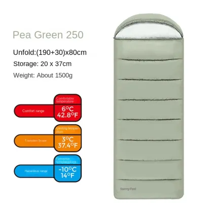 SunnyFeel Single Outdoor Camping Sleeping Bag - Thickened Warm Moisture-Proof Quilt Polyester Cold-Proof Mat