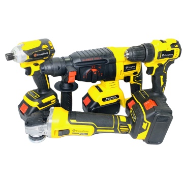 MT125B Professional Power Tool Tool Kit: termasuk pengisar sudut, tukul elektrik, pemutar skru, dan gerudi tanpa wayar dengan bateri litium - kuning