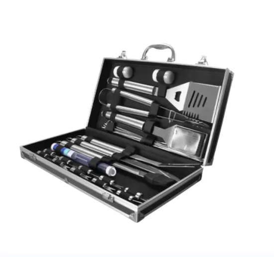 Wholesale 30pcs barbecue tool set bbq grill accessories utensils with aluminum case