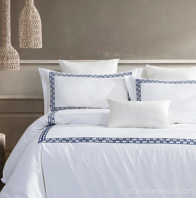 Conjuntos de cama de folha de cama de hotel branco