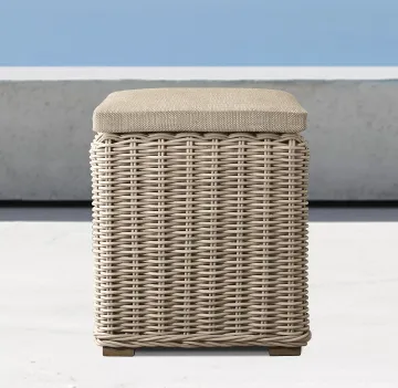 Outdoor Garden Rattan Ottoman High Chair Set for Terrace and Balcony