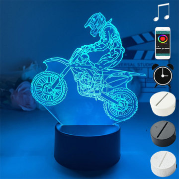 Lampe de table de forme de moto à LED 3D avec lampe de nuit et la conception acrylique, alimentée USB