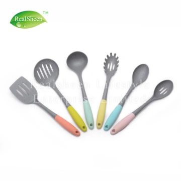 Set di utensili da cucina in silicone per cucinare, set di utensili da  cucina colorati con manico in legno, set di spatole in silicone  antiaderenti e resistenti al calore, bpa