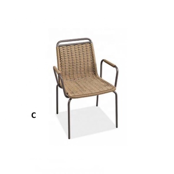 Aluminum Frame Rope Woven Dining Chair for Outdoor Patio and Garden