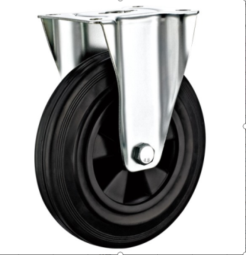 160 mm European industrial rubber rigird casters with brakes