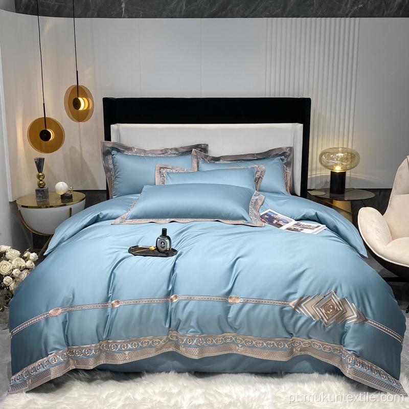 100s Cotton King Plaid Dubai Duvet Capa Conjunto