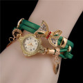 매력 패션 숙녀 드레스 시계 여성용 시계 손목 시계를위한 나비 석영 시계와 작은 다이얼 pu 가죽 꼰 벨트
