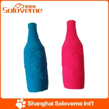 Eco-friendly Pet Flocking Beer Bottle Toys with Paw Dog Loved Toy Products