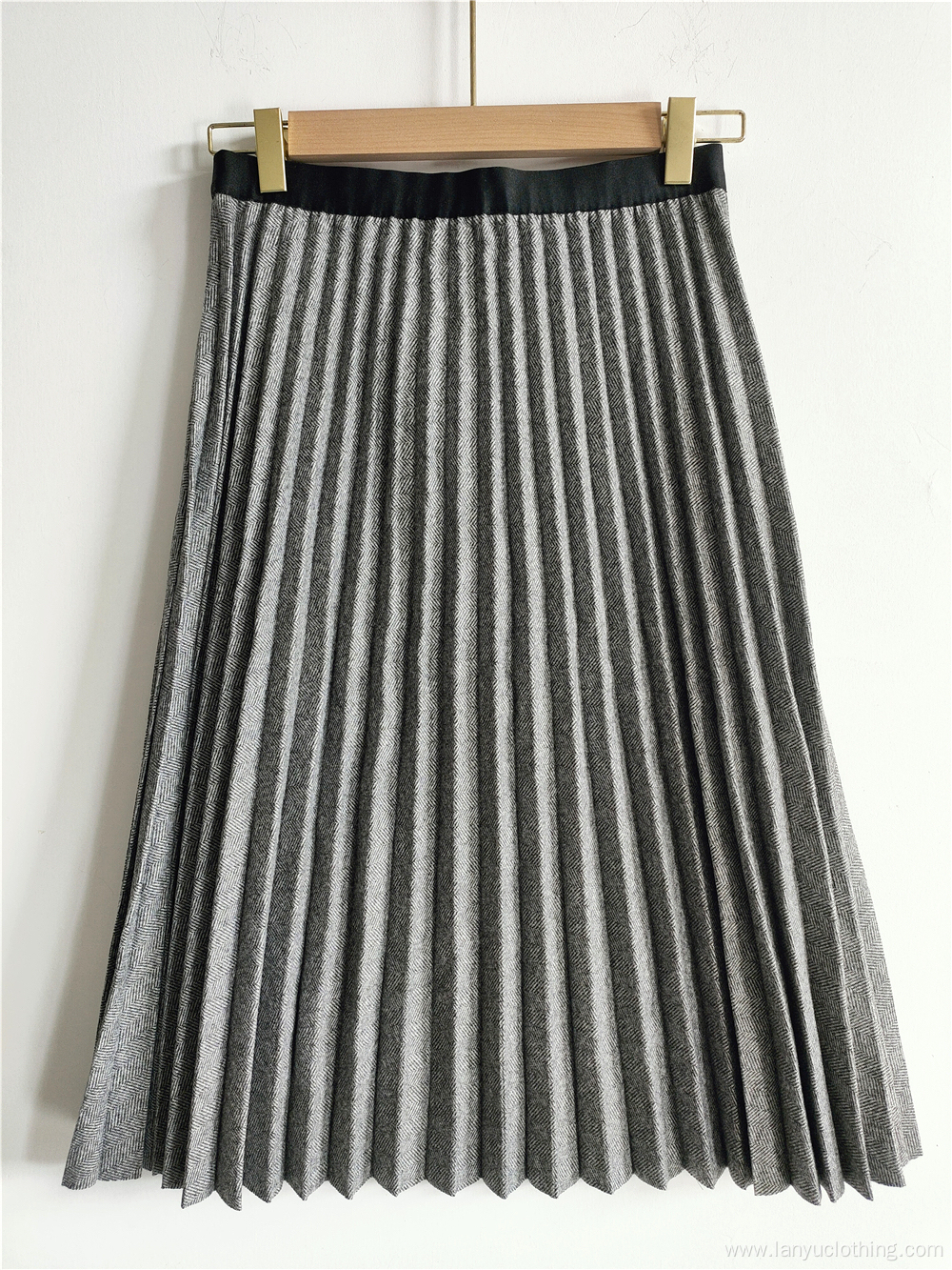 Grey Pleated Skirt For Lady