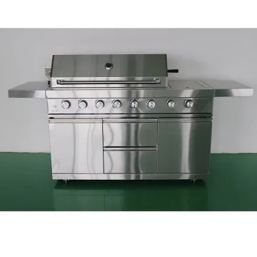 Commercial Stainless Steel Free-standing BBQ Grills Island Kitchen Cabinets With Side Burner
