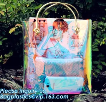 neon laser shopping beach bag tote bag, Summer PVC Beach Handbag Neon Colored Beach Bags, transparent beach bag women's handbag