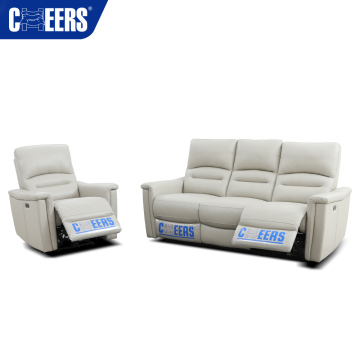 MANWAH CHEERS Electric 3+1 Leather Reclining Sectional Sofa Set: Luxurious Living Room Furniture