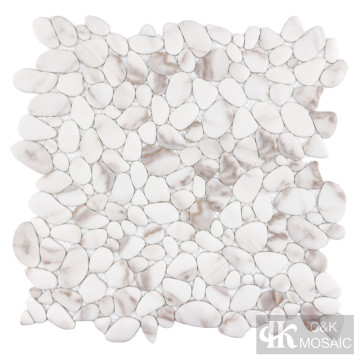 Pebble Calcutta Marble Look Printing Glass Mosaic