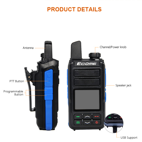 Ecome ET-A33 4G Handheld Radio Walkie Talkie avec carte SIM