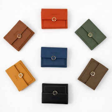 Floral Lock Genuine Leather Compact Wallet