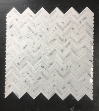 Samistone Pearl Shell Chevron Mosaic Bathroom Tile