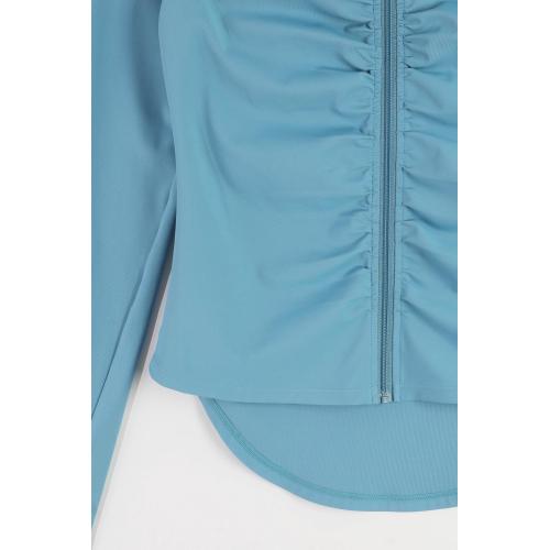 White Yoga Jacket The Blue Pleated Yoga Top Supplier