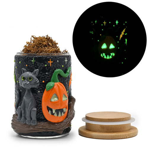 Jarrón de arcilla de polimérico de amasado hecho a mano con calabaza de gato, cenicero para fumar vidrio de borosilicato con raíz y estrella, jarra de tabaco