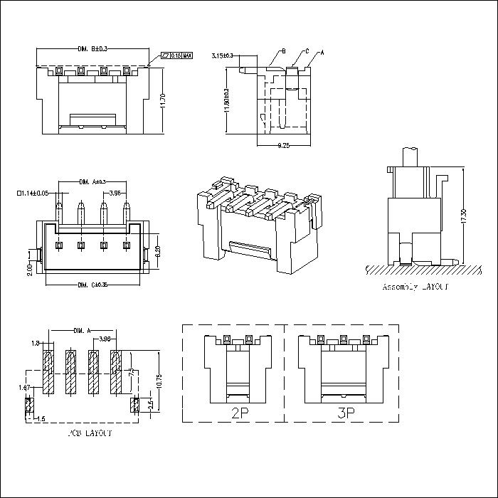 VH3.96mm 180°SMT Wafer Connector Series AW3961VM-NP