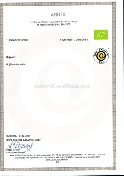 Supple Certified Organic Gojiberry from Ningxia