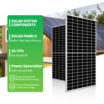 High-Quality 500W-600W N-Type 182mm Topcon Half Cell Solar Panels with Double Glass and IP67 Rating