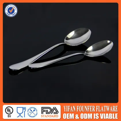 Great buy spoon! No sharp edges spoon, all uniform in shape, and spoon can go through dish washing in great shape.