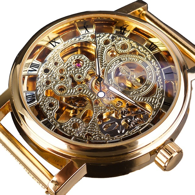 Winner Mechanical Classic Royal Carving Stainless Steel Men's Automatic Watch