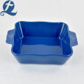 Color Ceramic Stoneware Rectangular Binaural Baking Tray