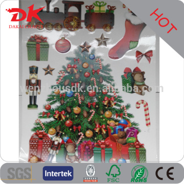 Custom High quality glitter christmas tree, snow deisgn pvc christmas sticker