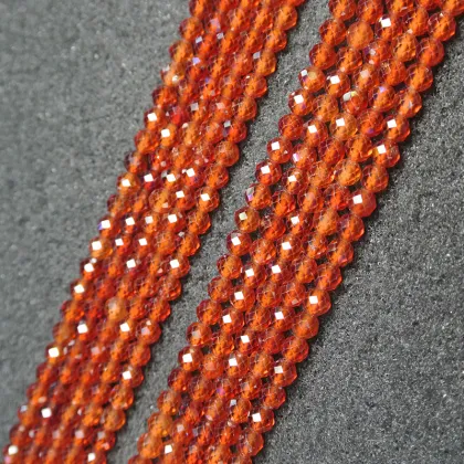 Natural Orange Garnet Loose Beads Faceted Round Beads