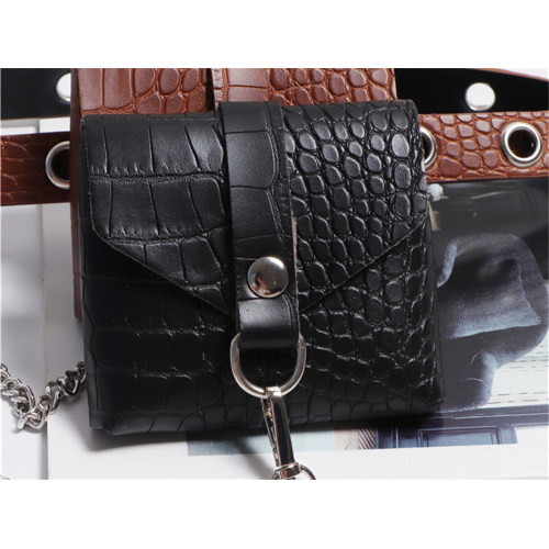 Crocodile Texture Black Mini Women's Belt Bag