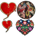 Heart Shape Butterfly 3d Embroidery Flower Patches