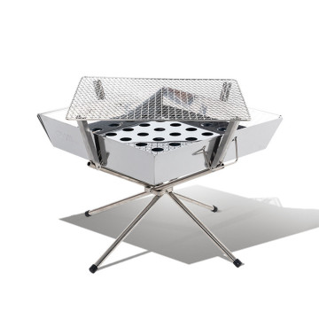 Camping Portable Fire Pit: Foldable Stainless Steel Grill for Outdoor Cooking