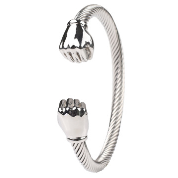 Adjustable Stainless Steel Fist Shaped Cuff Bracelet