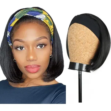 Headband Wigs Synthetic Straight Short Bob Synthetic Wig for Black Women Easy to Wear