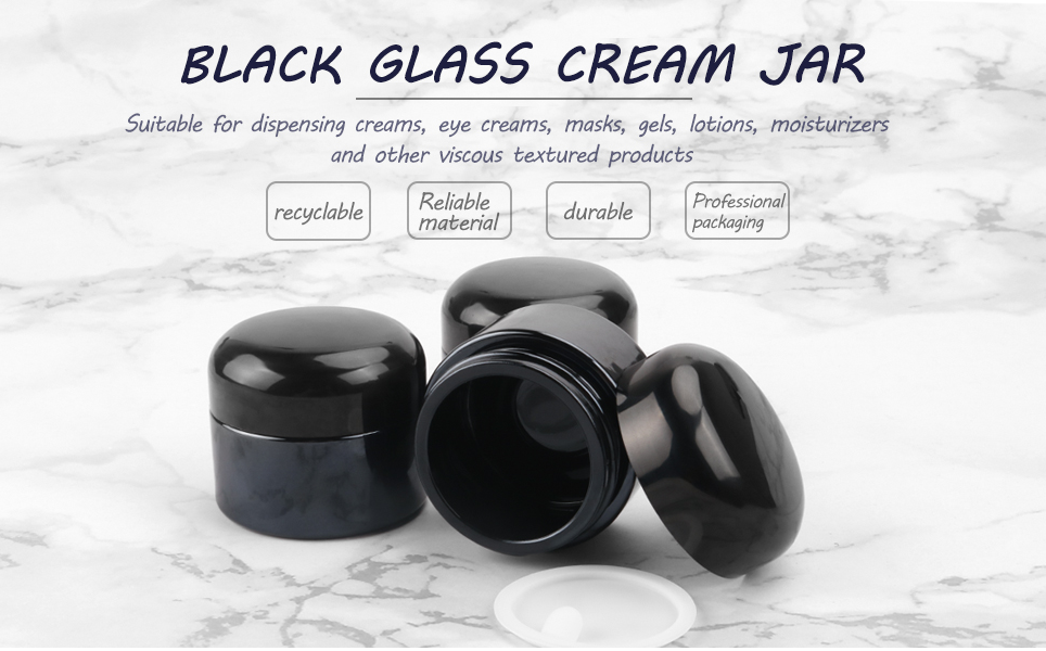 Black Glass Cream Jar